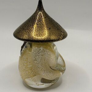 Murano Art Glass Braided Asian Scholar Figure – Black Gold Leaf, Italy